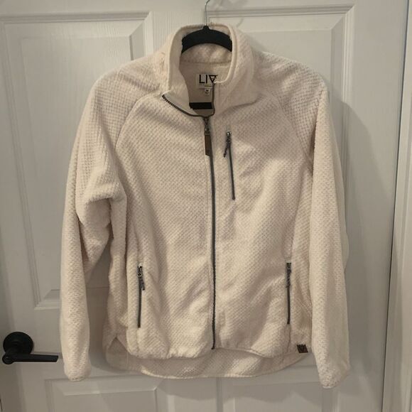 Jackets & Blazers - LIV Life integrity earth cream/off white fleece zip‎ up jacket size Medium